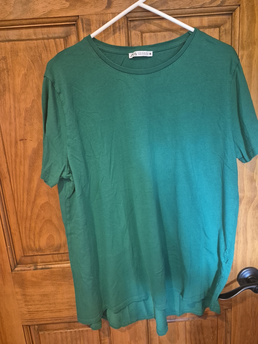 Zara Men Green Crew Neck T-Shirt